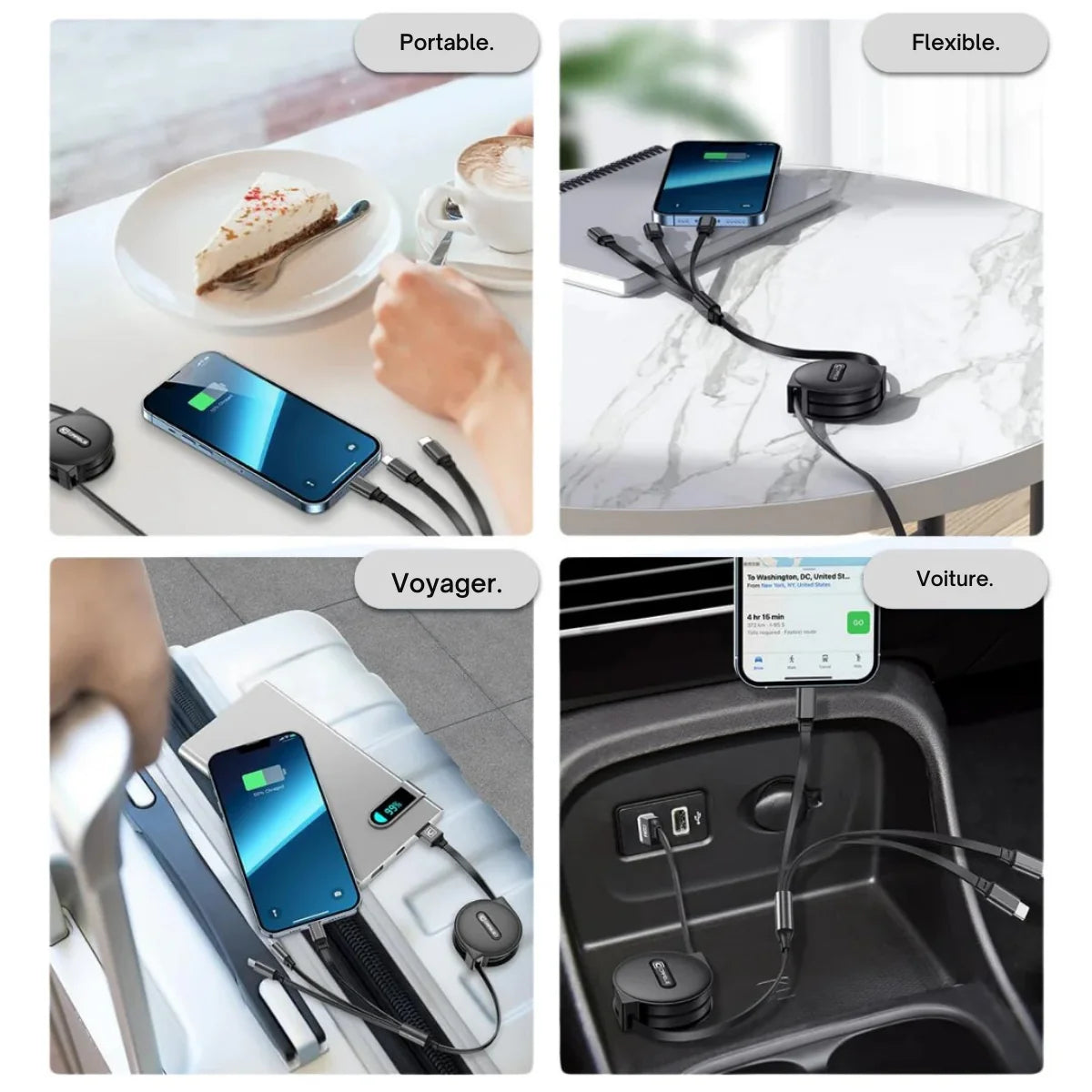 MultiCord Pro™ Chargeur Rétractable Rapide