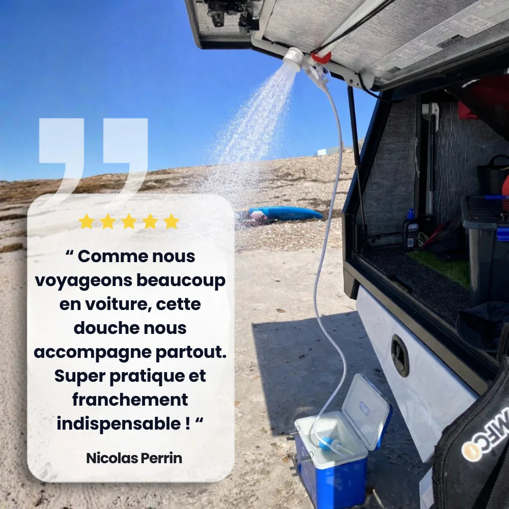 Pompe à eau portable : Kit complet avec tuyau et pommeau de douche