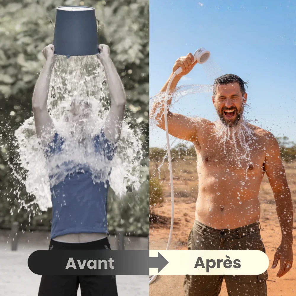Pompe à eau portable : Kit complet avec tuyau et pommeau de douche