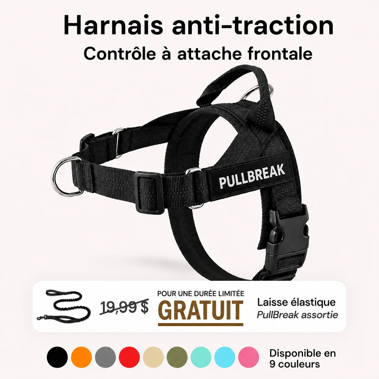 Harnais Anti-Tirage PullBreak — Clip Frontal Sans Étranglement