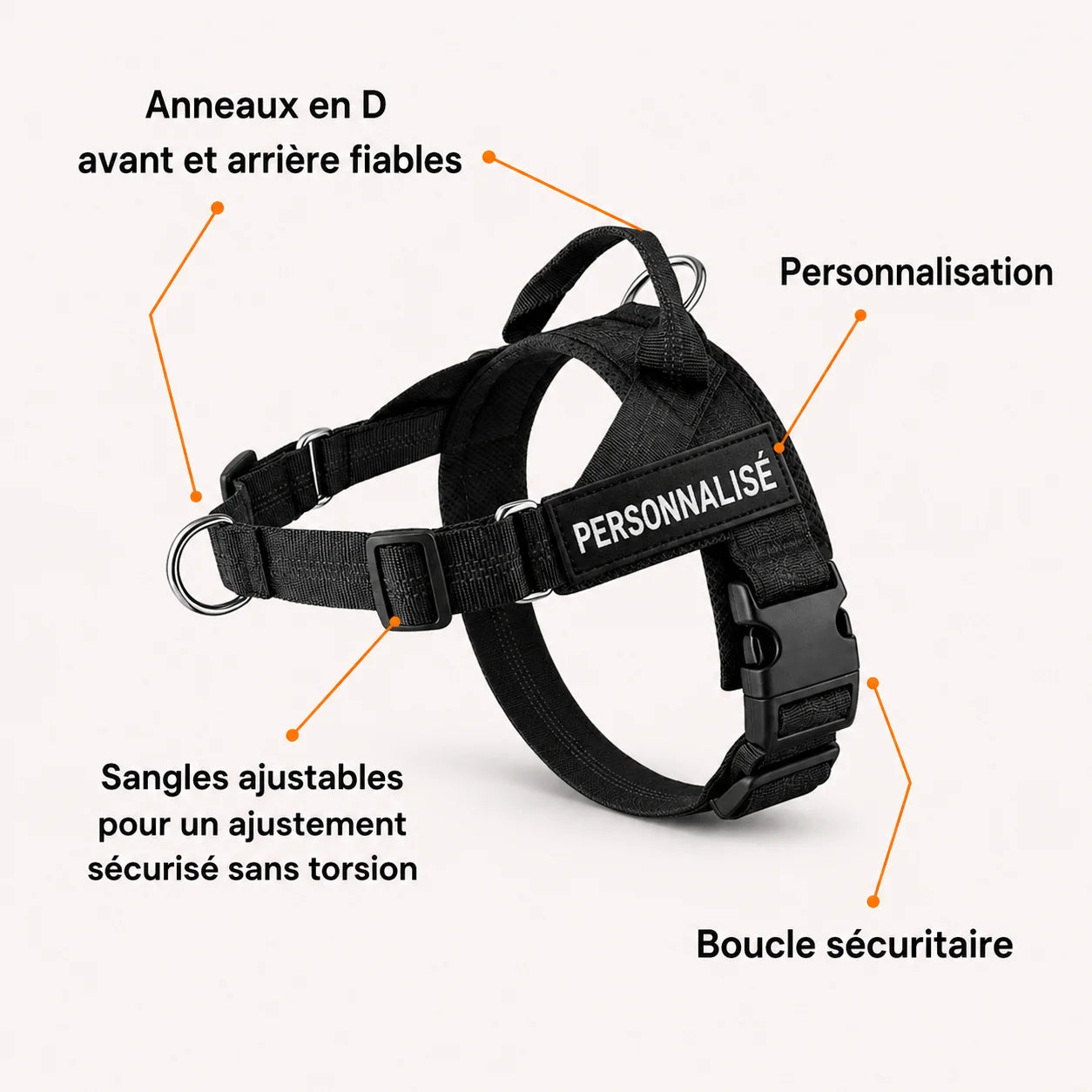 Harnais Anti-Tirage PullBreak — Clip Frontal Sans Étranglement