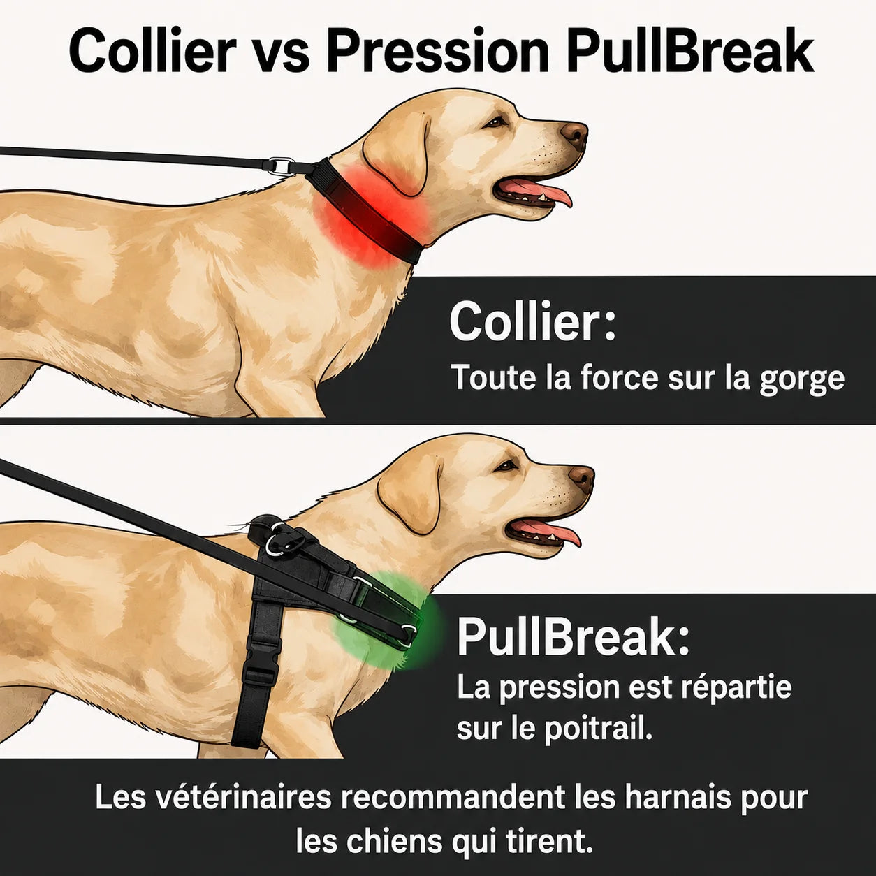Harnais Anti-Tirage PullBreak — Clip Frontal Sans Étranglement