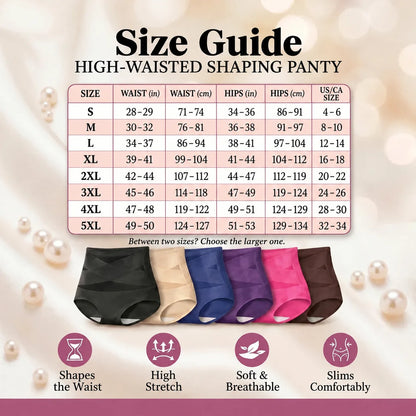 Size guide — high-waisted shaping panty, sizes S to 5XL